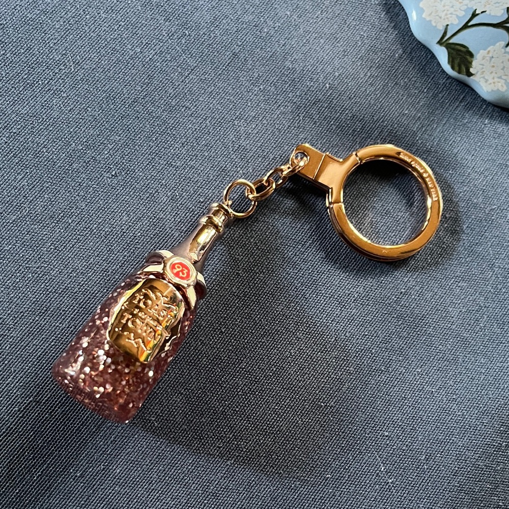 Kate Spade Pink Champagne Toast of the Town Keychain Fob
